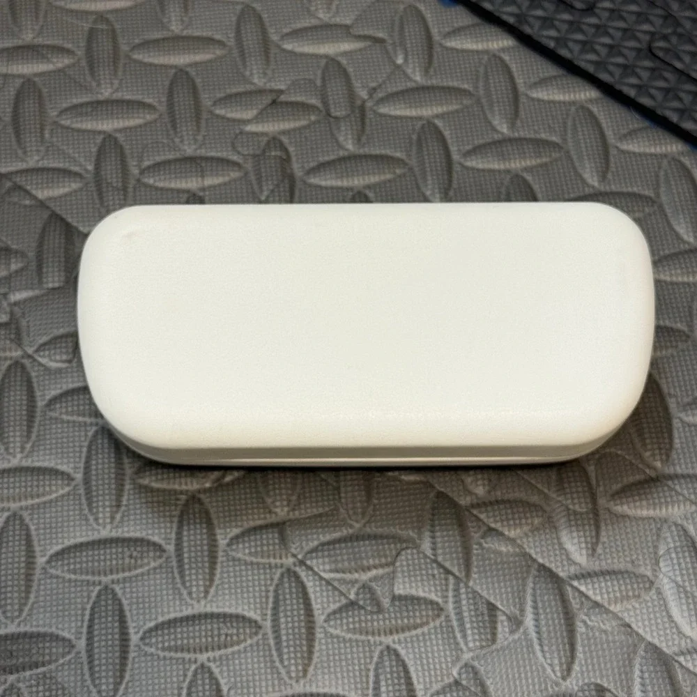 Calvin Klein Eyeglass Case Cream Faux Leather Hard Shell Clamshell CK Glasses